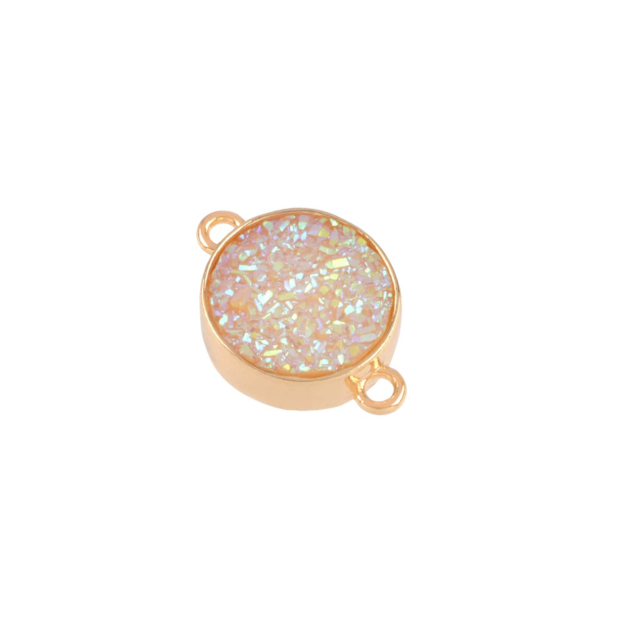 Gold &#x26; White Druzy Round Connector, 11mm by Bead Landing&#x2122;